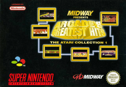 Williams Arcade's Greatest Hits box art for Super Nintendo